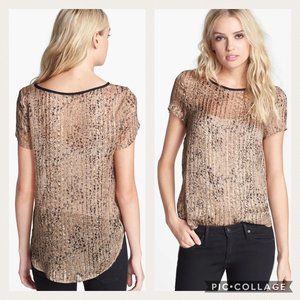 Ella Moss S Silk Lynx Gold Stripe Animal Print Top